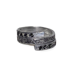 Handmade 8/9 stamped motivational silver adjustable‎ hypoallergenic wrap ring